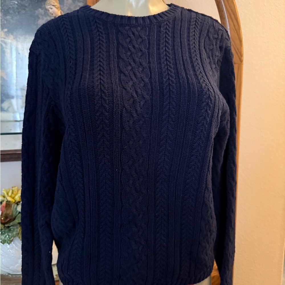 Charter Club Dark Blue Cable Knit Sweater